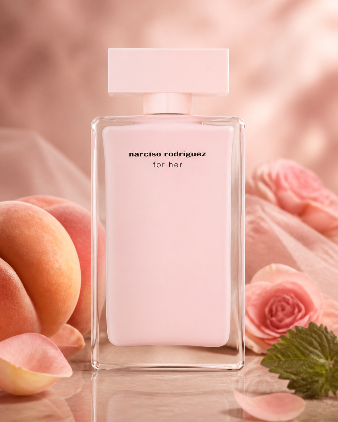 NARCISO RODRIGUEZ FOR HER EDP 50ml fragrance bottle in a scent-inspired setting
