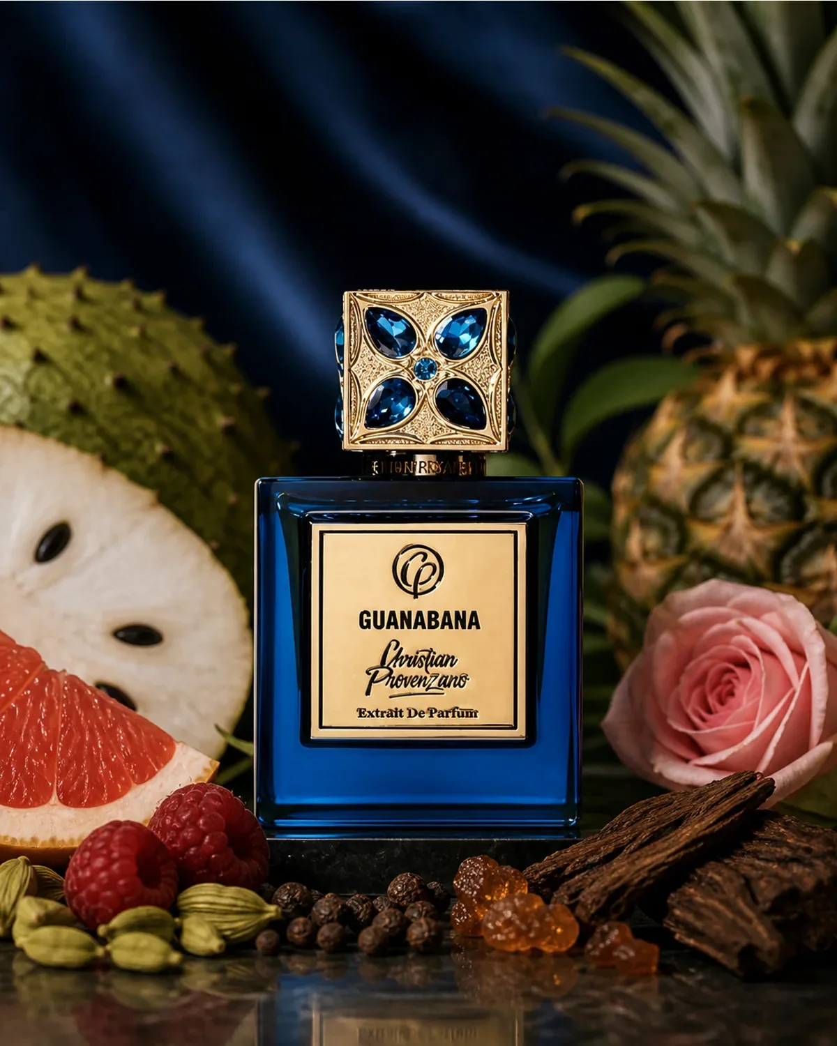CHRISTIAN PROVENZANO GUANABANA EXTRAIT DE PARFUM 100ml fragrance bottle in a scent-inspired setting