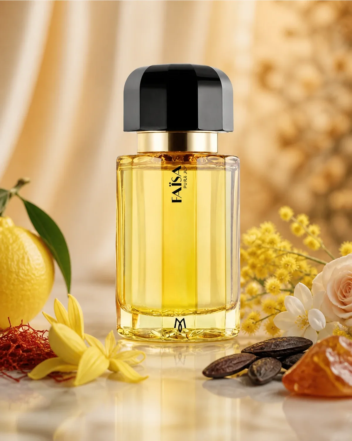 RAMON MONEGAL FAISA EDP 100ml fragrance bottle in a scent-inspired setting