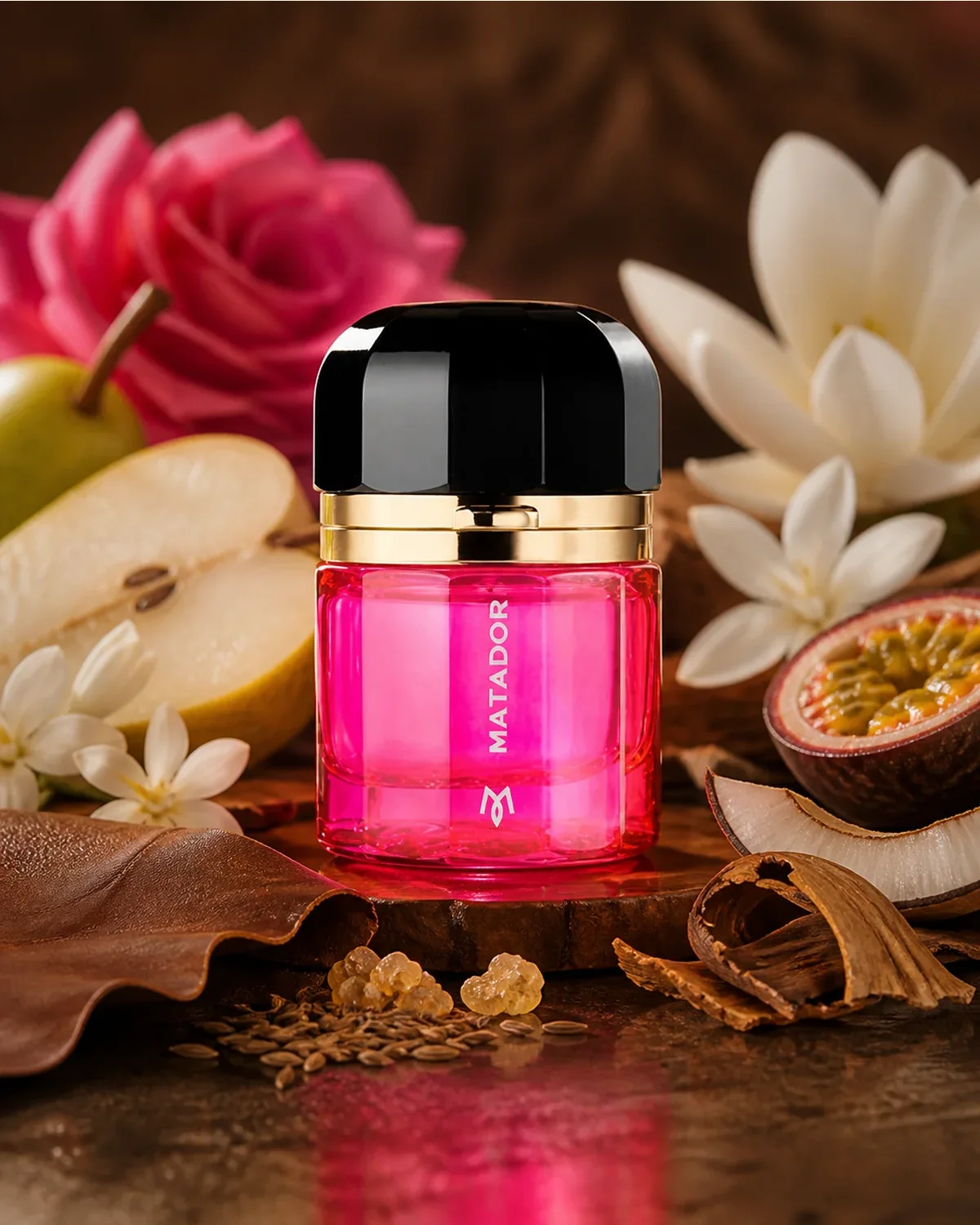 RAMON MONEGAL MATADOR EDP 50ml fragrance bottle in a scent-inspired setting