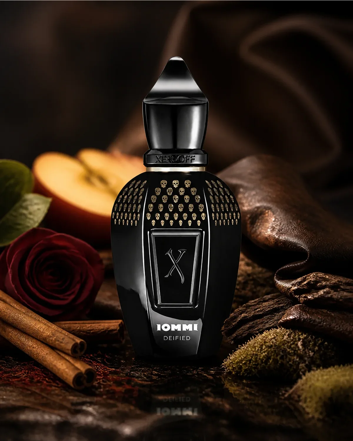 XERJOFF BLENDS TONY IOMMI DEIFIED PARFUM 50ml fragrance bottle in a scent-inspired setting