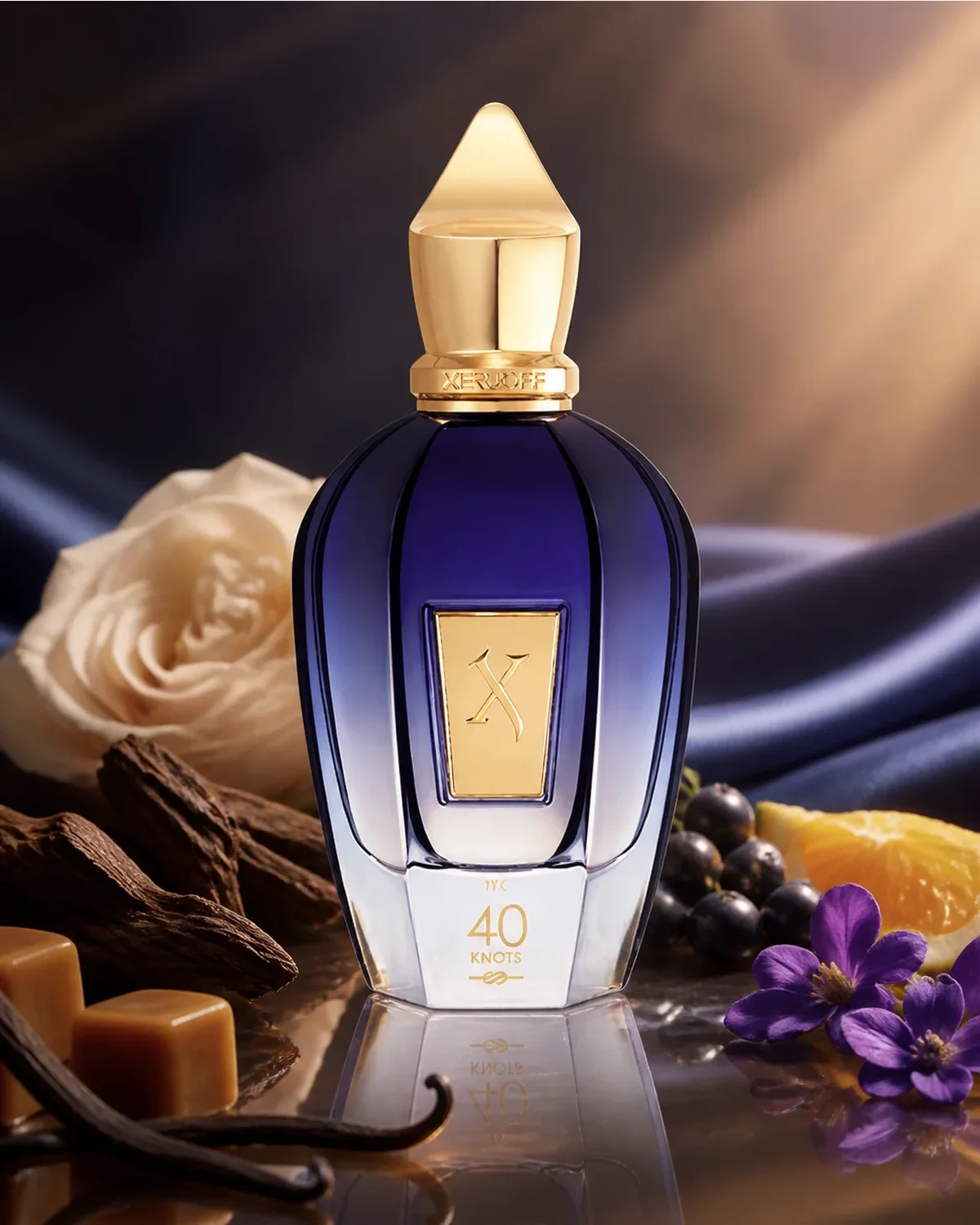 XERJOFF JOIN THE CLUB 40 KNOTS EDP 100ml fragrance bottle in a scent-inspired setting