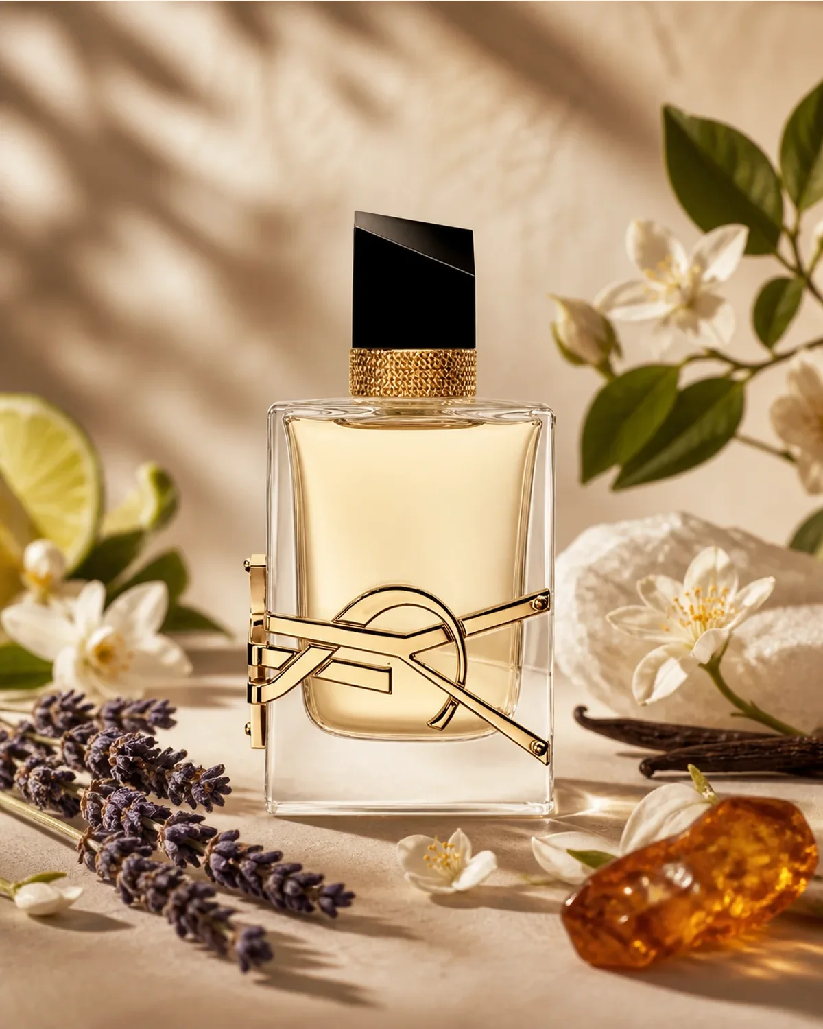 YVES SAINT LAURENT LIBRE (L) EDP 50ml fragrance bottle in a scent-inspired setting